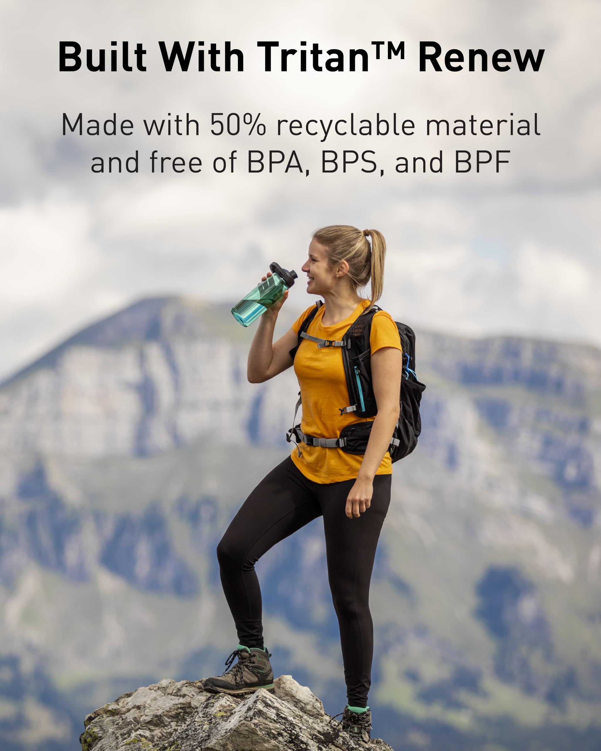 Camelbak Chute Mag Bpa Free Water Bottle With Tritan Renew - Magnetic Cap Stows While Drinking, 25Oz, Clear